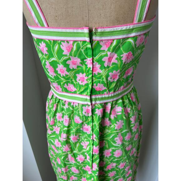 Liza by Lilly Pulitzer Vintage Pink and Lime Green Sundress size 9-10 - Picture 4 of 10